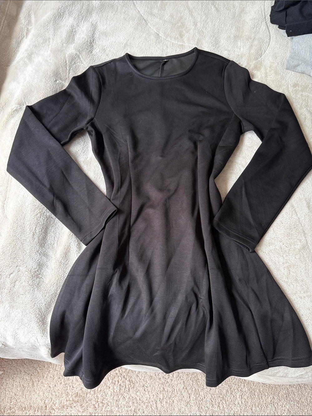 Black Long-Sleeve Fit-and-Flare Dress - Women's